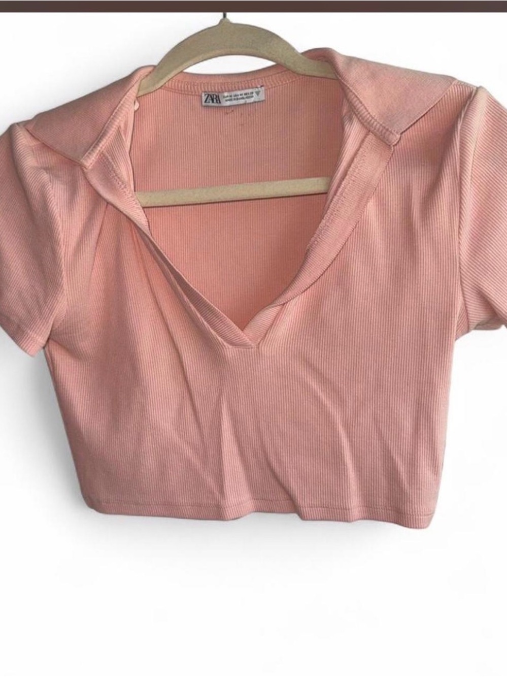 Zara Ribbed Collared Crop Top – Size Medium